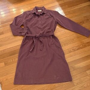 L.L. Bean Mauve Long Sleeve Corduroy Dress